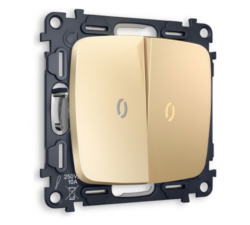 Выключатель двухклавишный с подсветкой без рамки Ambrella Volt MO604010 Quant