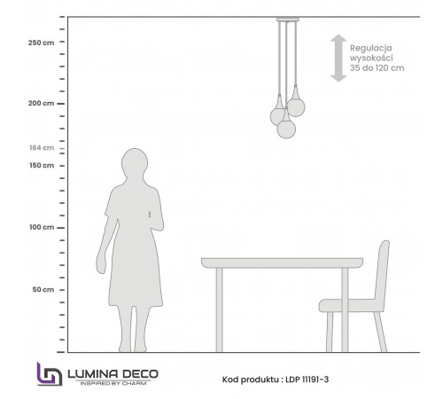 Подвесной светильник LUMINA DECO LDP 11191-3 BK Rocherro