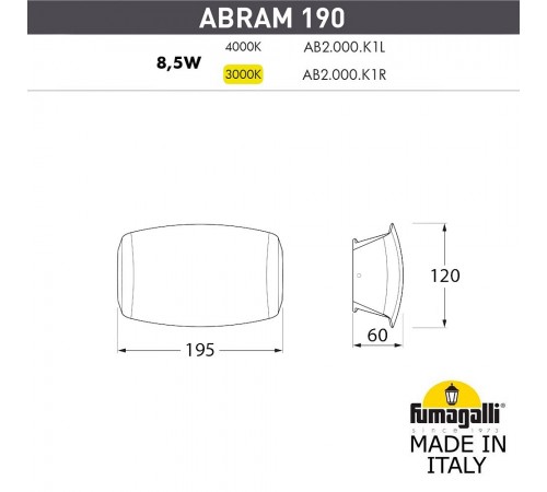 Накладной светильник Fumagalli AB2.000.000.LXK1L Abram