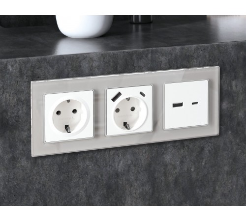 Рамка на 5 постов Ambrella Volt AF330405 Platos Стекло органическое