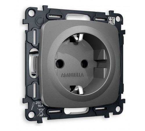 Розетка с заземлением, без рамки Ambrella Volt MO656010 Quant