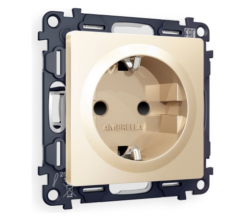 Розетка с заземлением и со шторкой, без рамки Ambrella Volt MA607010 Quant