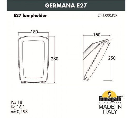 Светильник на штанге Fumagalli 2N1.000.000.LYF1R Germana