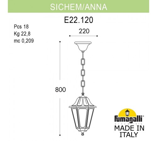 Подвесной светильник Fumagalli E22.120.000.AXF1R Anna