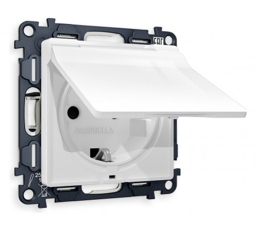 Розетка с заземлением и со шторкой, без рамки с крышкой Ambrella Volt MA108010 Quant