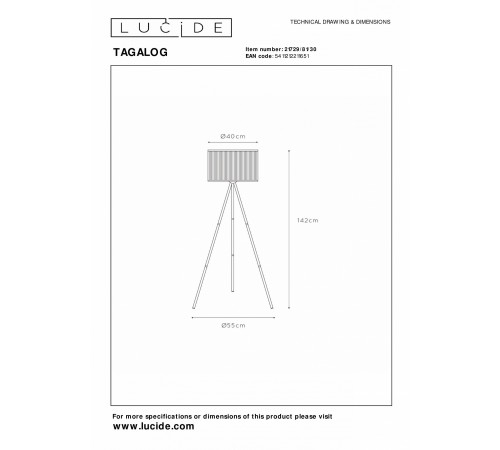 Торшер Lucide 21729/81/30 Tagalog