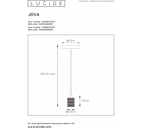 Подвесной светильник Lucide 08426/01/02 Jova