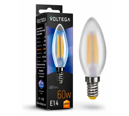 Лампа светодиодная Voltega 7044 Candel matt 6W