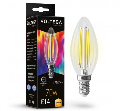 Лампа светодиодная Voltega 7216 Cangle E14 7W High CRI