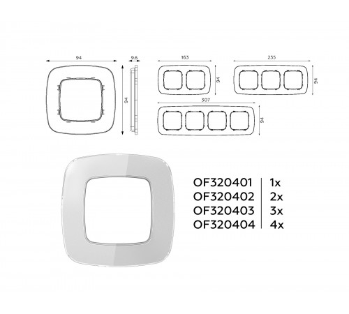 Рамка на 2 поста Ambrella Volt OF320402 Radian Стекло органическое