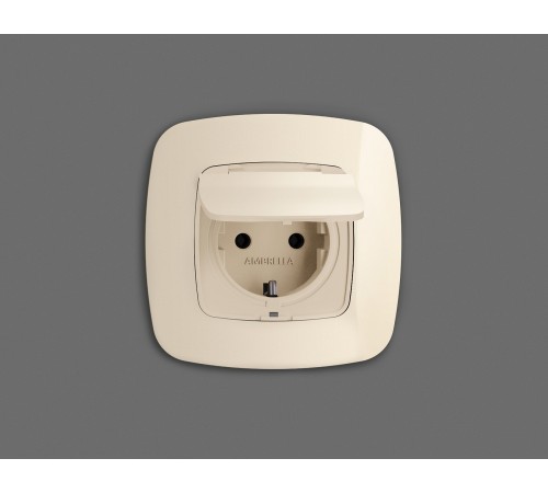 Накладка для розетки влагозащищенной с заземлением и со шторками с крышкой Ambrella Volt OP3280 Quant