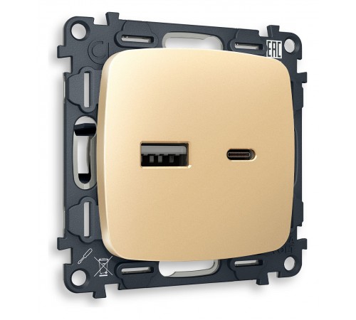 Розетка 2хUSB type A и C без рамки Ambrella Volt MO611010 Quant