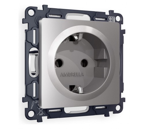 Розетка с заземлением, без рамки Ambrella Volt MA506010 Quant