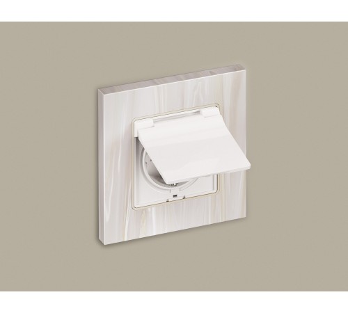 Накладка для розетки влагозащищенной с заземлением и со шторками с крышкой Ambrella Volt AP1080 Quant