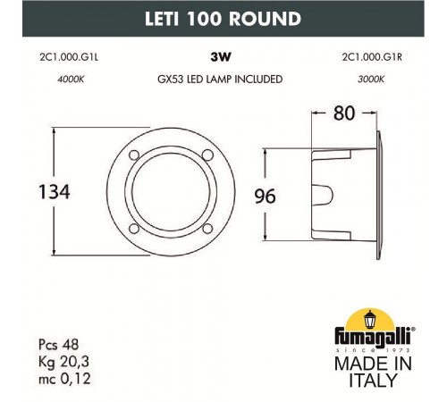 Встраиваемый светильник Fumagalli 2C1.000.000.AYG1L Leti