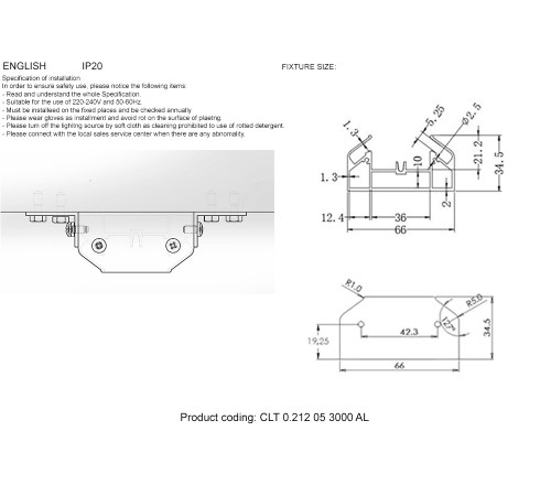 Профиль-адаптер для монтажа в натяжной потолок для однофазного шинопровода Crystal Lux CLT 0.212 05 3000 AL