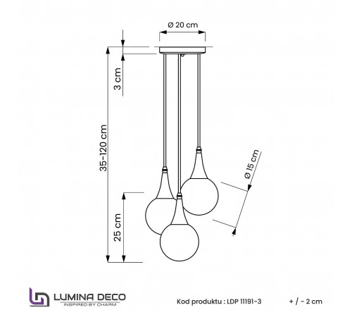 Подвесной светильник LUMINA DECO LDP 11191-3 BK Rocherro