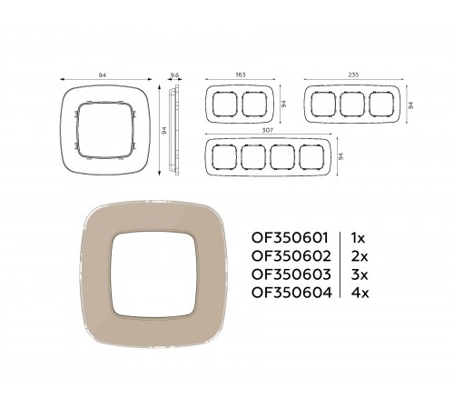 Рамка на 1 пост Ambrella Volt OF350601 Radian Стекло натуральное