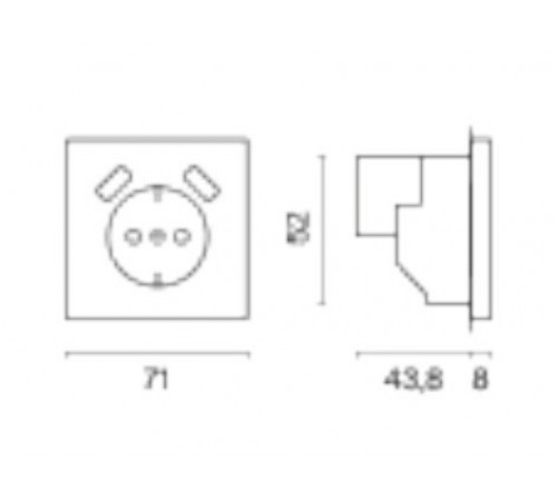 Розетка с заземлением и со шторкой и 2хUSB type A, без рамки Voltum VLS040405 S70
