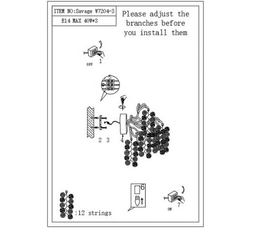 Накладной светильник iLamp W7204-3 GD Savage