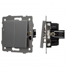 Выключатель самовозвратный двухклавишный без рамки Arlight 49885 SWT