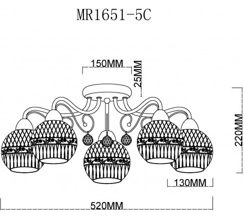 Потолочная люстра MyFar MR1651-5C Frank