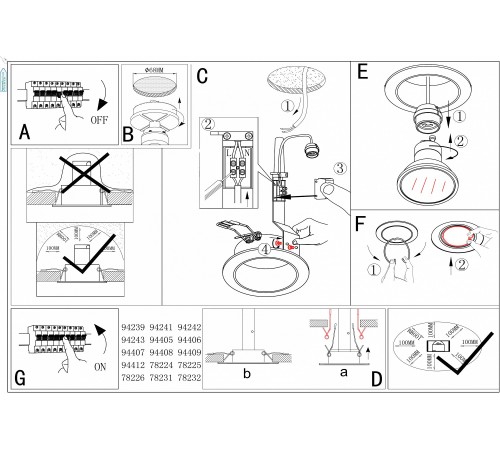 Встраиваемый светильник Eglo 94406 Peneto