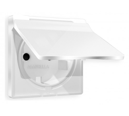 Накладка для розетки влагозащищенной с заземлением и со шторками с крышкой Ambrella Volt AP1080 Quant