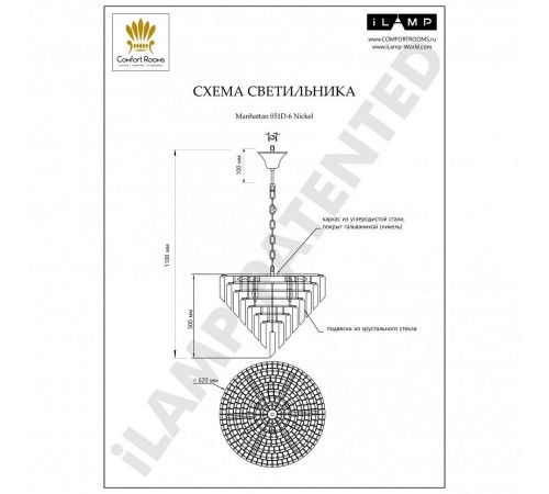 Подвесная люстра iLamp 051D-6 NIC Manhattan