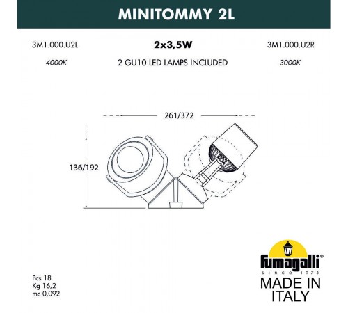 Светильник на штанге Fumagalli 3M1.000.000.WXU2L Minitommy