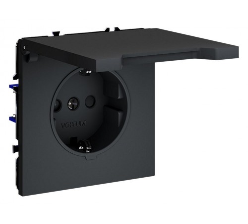 Розетка с заземлением и со шторкой, без рамки с крышкой Voltum VLS040307 S70