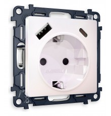 Розетка с заземлением и 2хUSB type A и C, без рамки Ambrella Volt MA210010 Quant