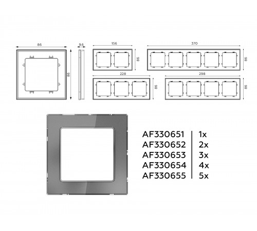 Рамка на 5 постов Ambrella Volt AF330655 Platos Стекло органическое