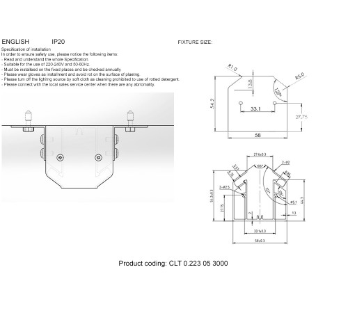 Профиль-адаптер для монтажа в натяжной потолок для магнитного шинопровода Crystal Lux CLT 0.223 05 3000 AL