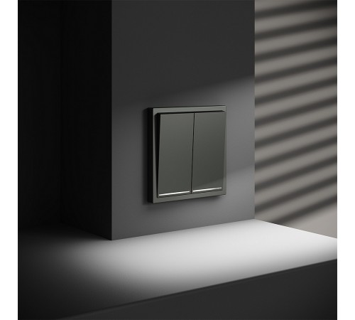 Выключатель проходной двухклавишный с подсветкой без рамки Voltum VLS020406 S70