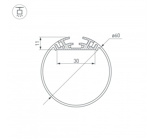 Профиль Arlight 020474 SL-ROUND-D60-2500 ANOD+OPAL