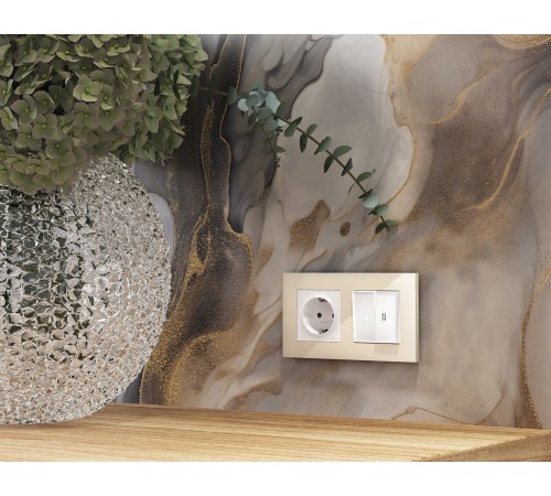 Выключатель двухклавишный с подсветкой без рамки Ambrella Volt MA104015 Quant