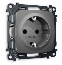 Розетка с заземлением и со шторкой, без рамки Ambrella Volt MO657010 Quant