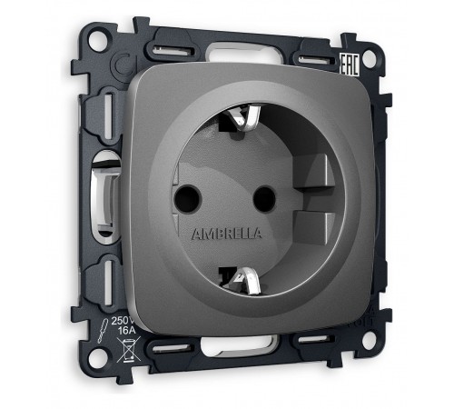Розетка с заземлением и со шторкой, без рамки Ambrella Volt MO657010 Quant