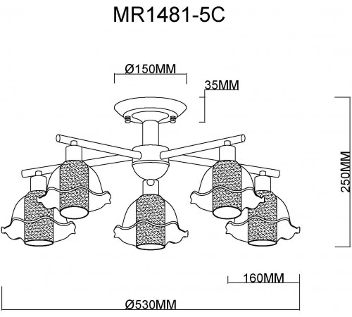 Люстра на штанге MyFar MR1481-5C Lisa