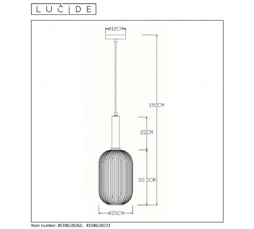 Подвесной светильник Lucide 45386/20/62 Maloto