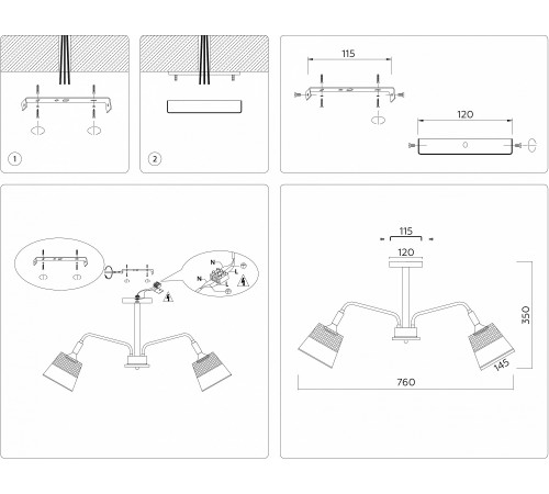 Люстра на штанге Ambrella Light TR4740 TR