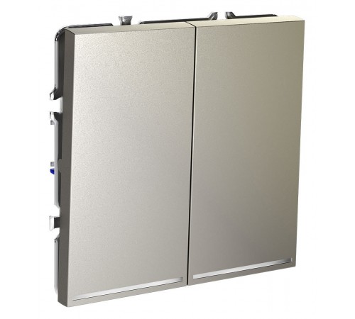 Выключатель проходной двухклавишный с подсветкой без рамки Voltum VLS020404 S70