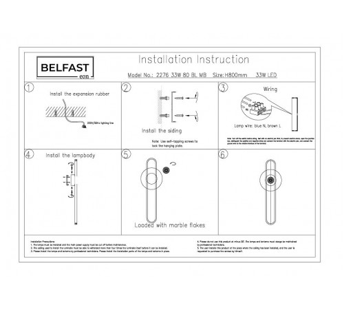Накладной светильник Belfast 2276 33W 80 BL MB Ravenhill