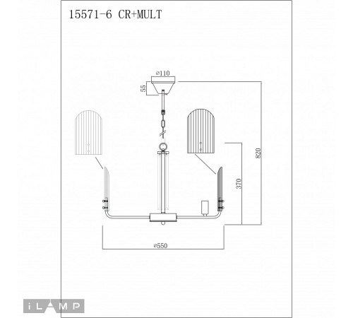 Подвесная люстра iLamp 15571-6 CR+MULT Dolce