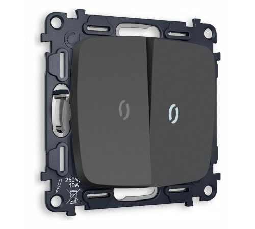 Выключатель двухклавишный с подсветкой без рамки Ambrella Volt MO904015 Quant