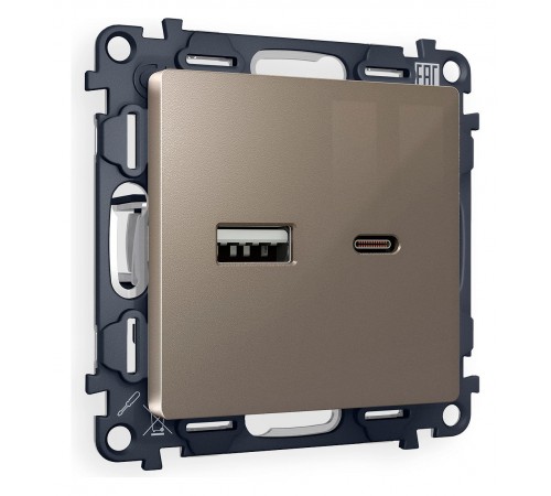 Розетка 2хUSB type A и C без рамки Ambrella Volt MA641010 Quant