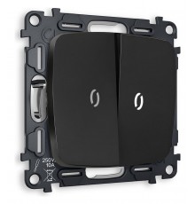 Выключатель проходной двухклавишный с подсветкой без рамки Ambrella Volt MO804035 Quant