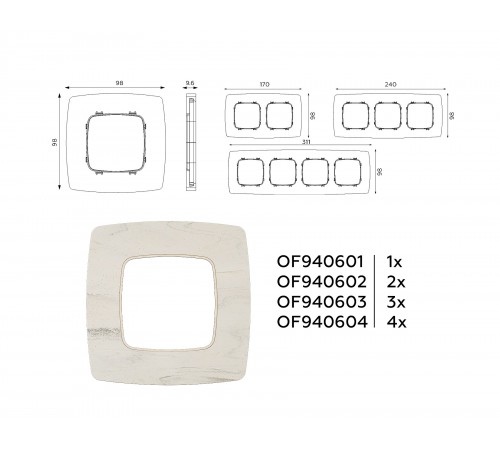 Рамка на 4 поста Ambrella Volt OF940604 Opera