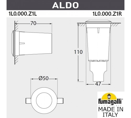 Встраиваемый в дорогу светильник Fumagalli 1L0.000.000.LXZ1L Aldo